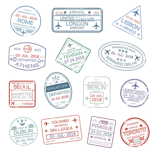世界のベクトル アイコン旅行市パスポート スタンプ - ベクター画像