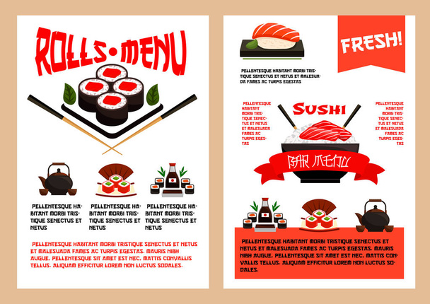 Restaurante japonês ou menu vetor de sushi cozinha
 - Vetor, Imagem