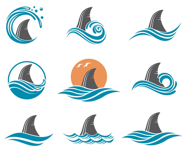 shark fin icon set - Вектор, зображення