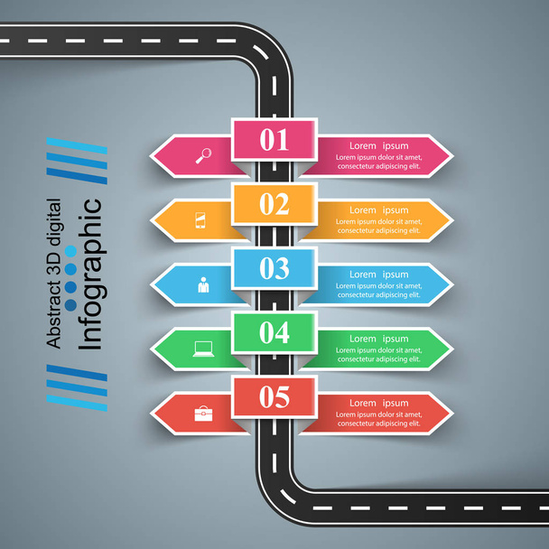 Road infographic design template and marketing icons. - Вектор,изображение
