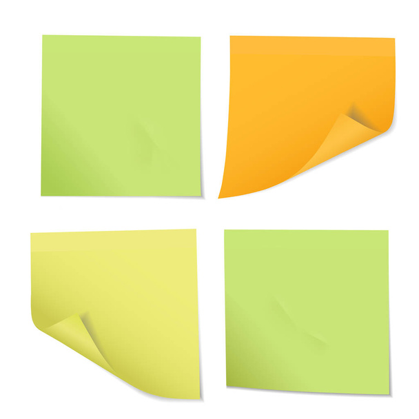 Ensemble d'autocollants colorés sur des notes de trois couleurs différentes, isolés sur fond blanc - vecteur
 - Vecteur, image