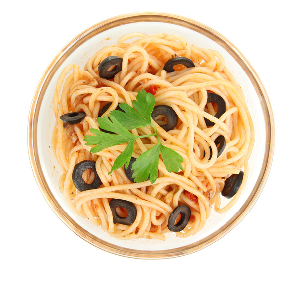 Italian spaghetti in plate isolated on white - Valokuva, kuva