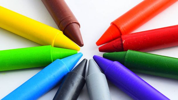 Pure crayons isolated on white background. - Photo, Image