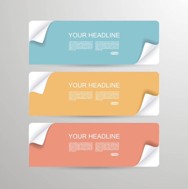 Banners with bent paper corners - Vector, Image