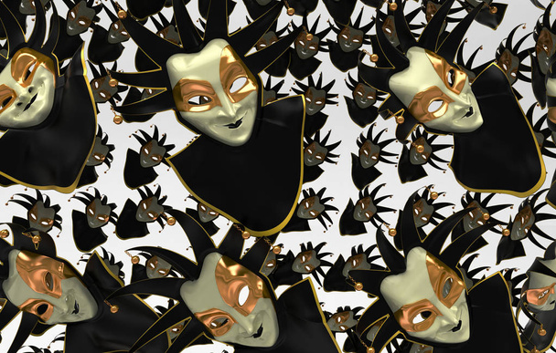 Karnaval maskesi, Venedik, Swingers, 3d çizim - Fotoğraf, Görsel