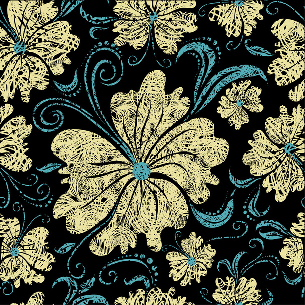Seamless vintage grunge floral pattern - Vektori, kuva