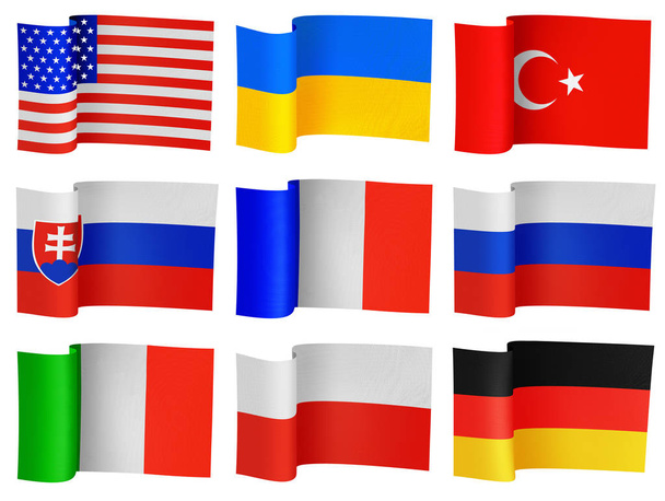 flags of the different countries - Φωτογραφία, εικόνα