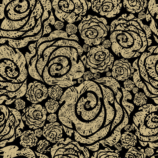 Seamless grunge rose pattern - Vector, Imagen