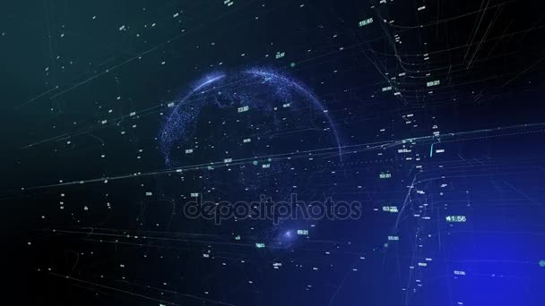 Naadloze animatie van global business network. Aarde roteert in ruimte - Video