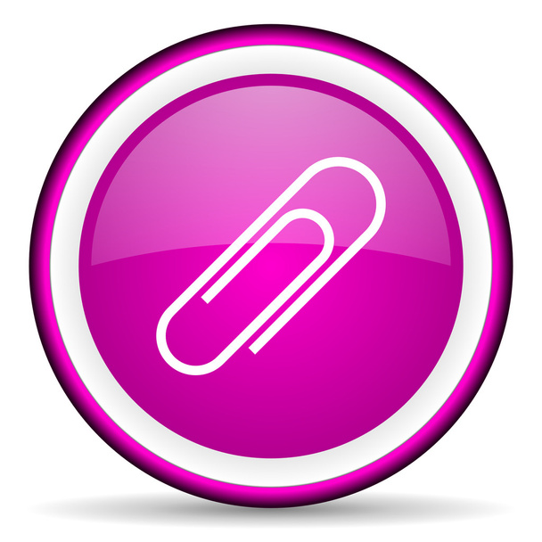 paper clip violet glossy icon on white background - Φωτογραφία, εικόνα
