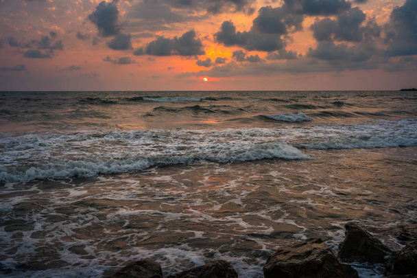 Sunset. Beautiful sunset Black sea. Gold sea sunset. Sunset sea  - Fotoğraf, Görsel
