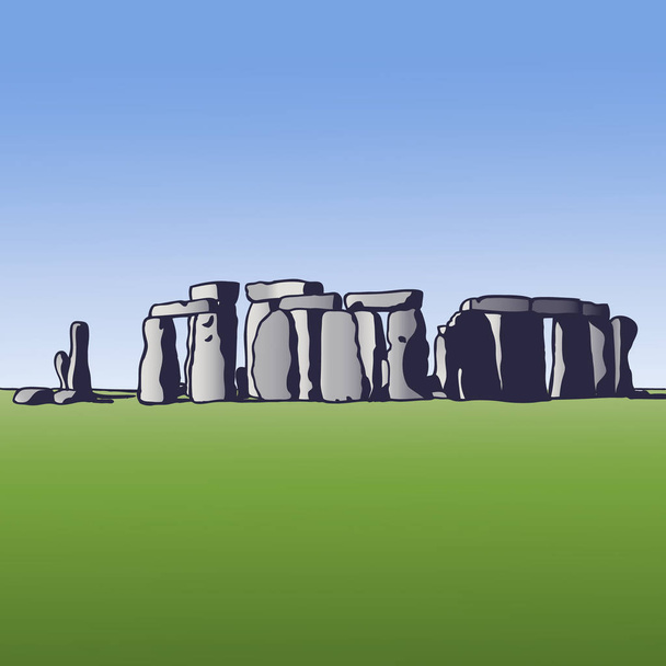 Stonehenge. Bezienswaardigheid van Engeland. Megalithische monument voor religieuze ceremonies. Vector Image. - Vector, afbeelding