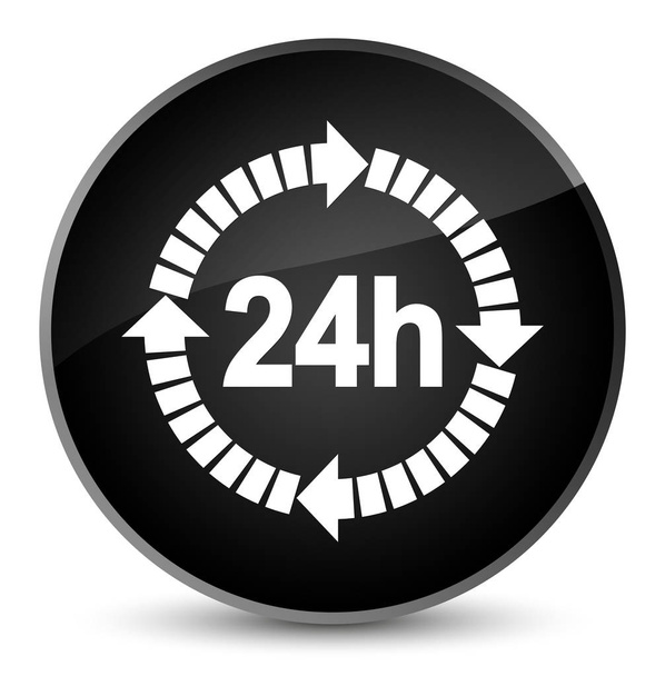 24 órás kiszállítás ikon elegáns fekete kerek gomb - Fotó, kép