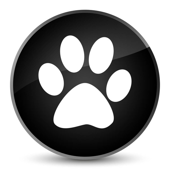 動物のフット プリントのアイコン エレガントな黒い丸いボタン - 写真・画像