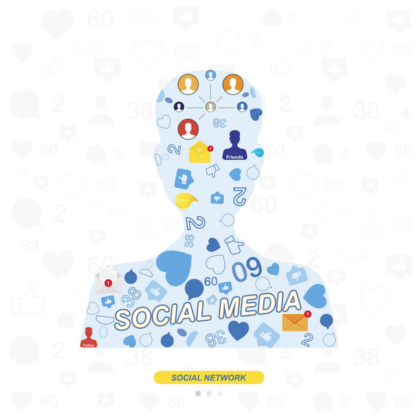 Icons of social networks and symbols of notifications. - Вектор, зображення