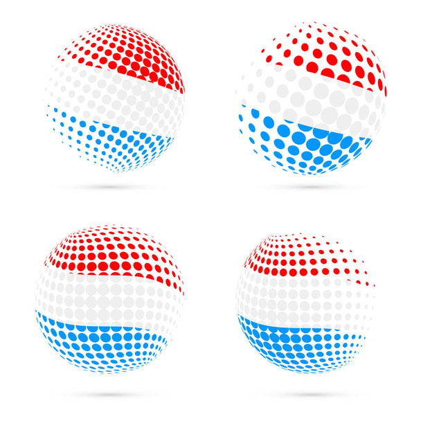 Luxembourg halftone flag set patriotic vector design 3D halftone sphere in Luxembourg national flag - Vector, Image