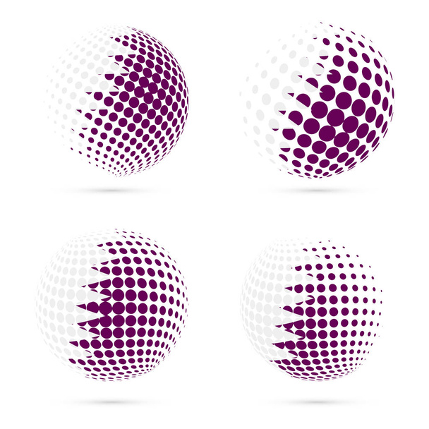 Qatar halftone flag set patriotic vector design 3D halftone sphere in Qatar national flag colors - Vector, afbeelding
