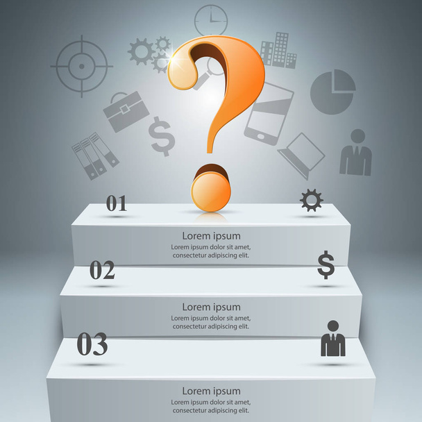 3D digital illustration Infographic. Question icon. - Vector, afbeelding