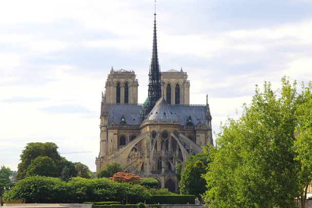 Τον καθεδρικό ναό της Νοτρ Νταμ de Παρίσι, Γαλλία. Θερινή ώρα - Φωτογραφία, εικόνα