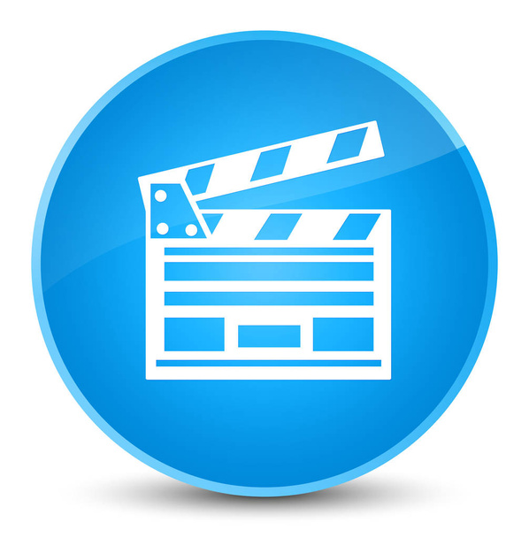 Cinema clip icon elegant cyan blue round button - Photo, Image