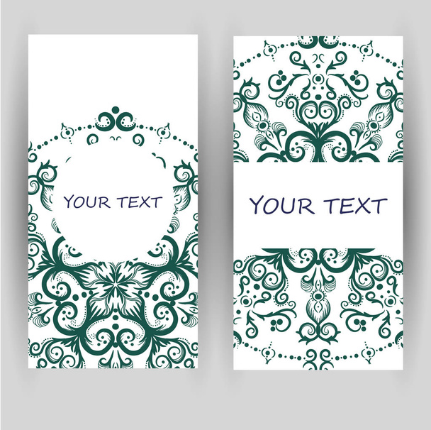 templates set. Business cards, invitations and banners. Floral mandala pattern and ornaments. Oriental design Layout. Asian, Arabic, Indian, ottoman motifs. - Vektor, obrázek
