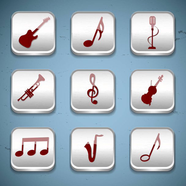 Music Buttons Icon Set - Vektor, Bild