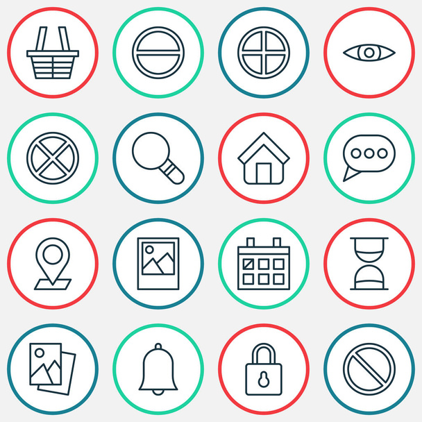 Web Icons Set. Collection Of Safeguard, Research, Refuse And Other Elements. Also Includes Symbols Such As Bell, Date, Clock. - Vector, Image