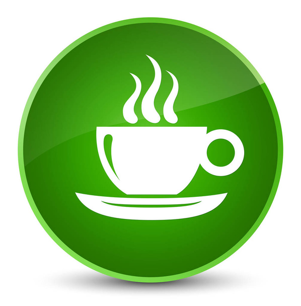 Taza de café icono elegante botón redondo verde
 - Foto, Imagen