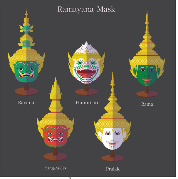 Ramayana masker (Khon Thai)-10-EPS-indeling - Vector, afbeelding