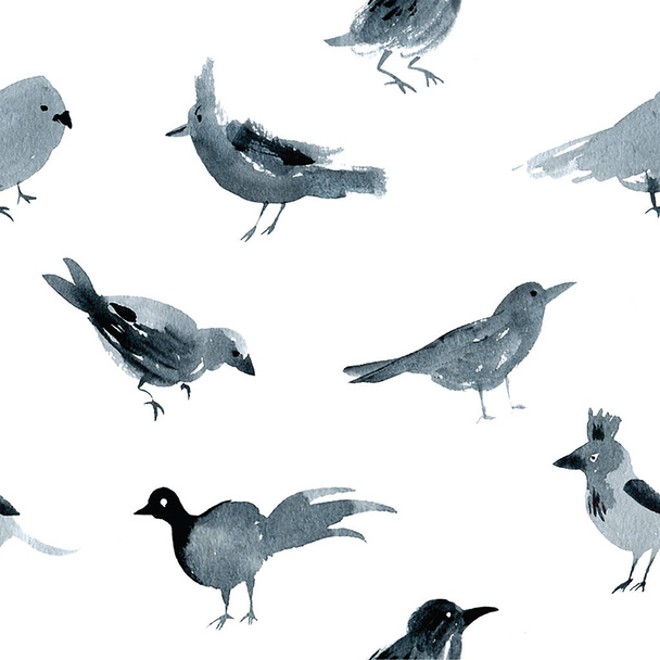 watercolor pattern with birds - Фото, изображение