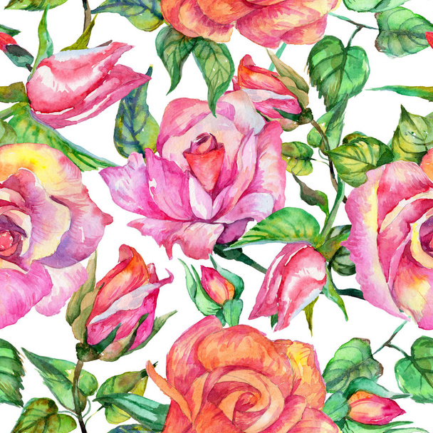 Wildflower rose flower pattern in a watercolor style. - Fotó, kép