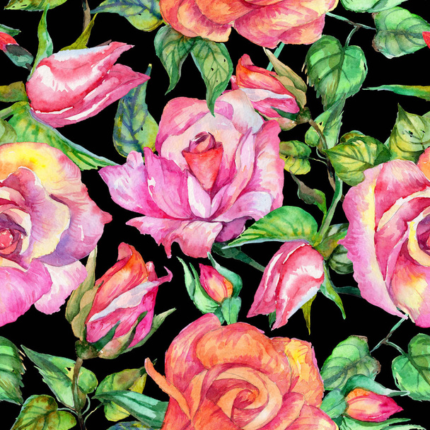 Wildflower rose flower pattern in a watercolor style. - Foto, afbeelding