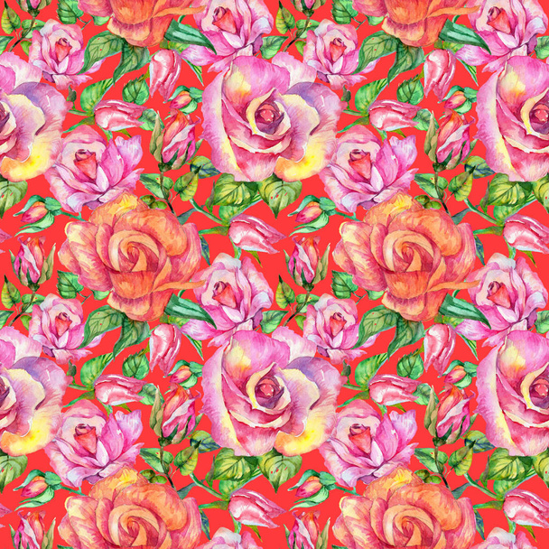 Wildflower rose flower pattern in a watercolor style. - Фото, изображение