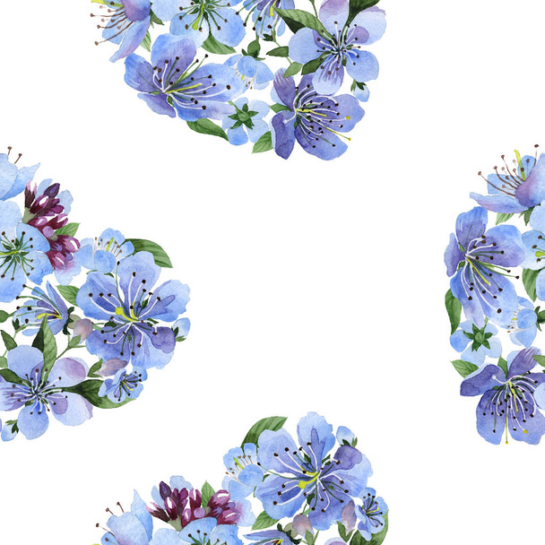 Wildflower cherry flowers flower pattern in a watercolor style. - Photo, Image