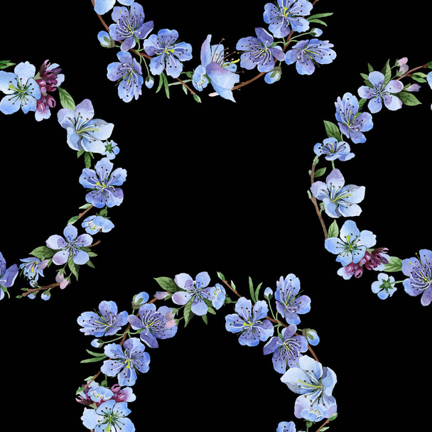 Wildflower cherry flowers flower pattern in a watercolor style. - Φωτογραφία, εικόνα