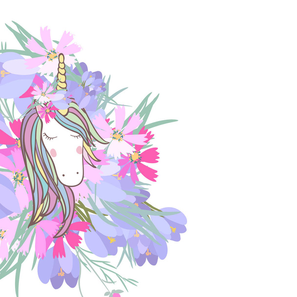 Retro stijl Illustratie met bloemen en dieren - Vector, afbeelding