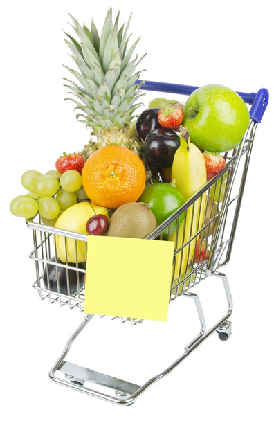 koszyk na zakupy i owoców - Zdjęcie, obraz