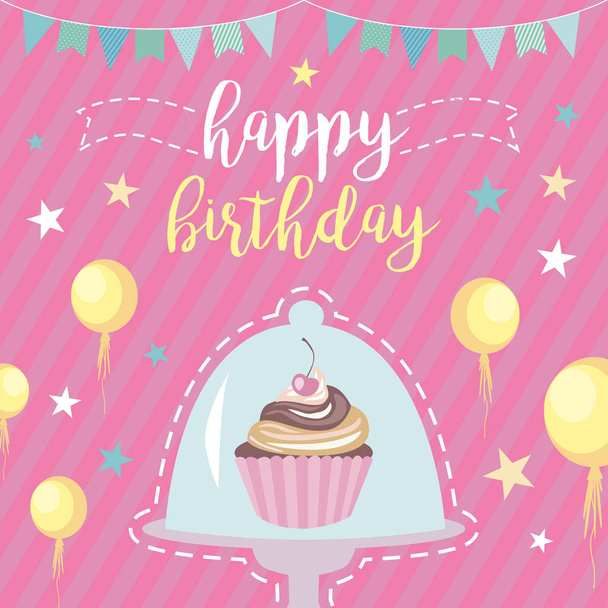Leuke Happy Birthday kaartsjabloon  - Vector, afbeelding