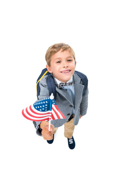 heureux écolier avec Etats-Unis drapeau
 - Photo, image