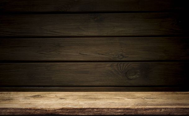 background of barrel and worn old table of wood - Photo, Image