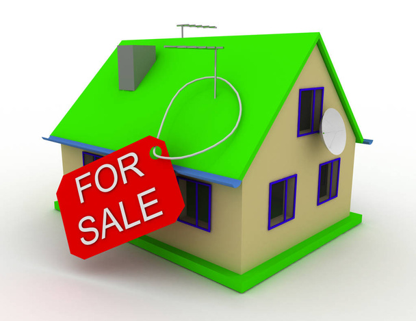 House with the label "for sale". 3d rendered illustration - Photo, Image