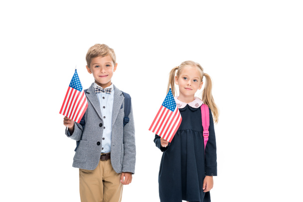 Öğrenciler Amerikan bayrakları ile - Fotoğraf, Görsel