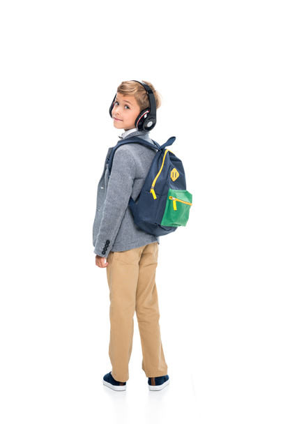 schoolboy in wireless headphones - Photo, Image