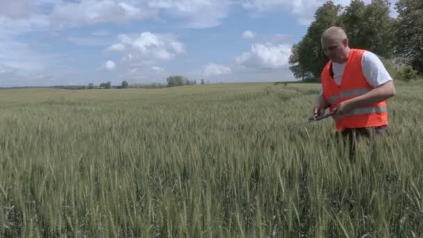 Gyomlálás a gabona mezőgazdasági termelő - Felvétel, videó