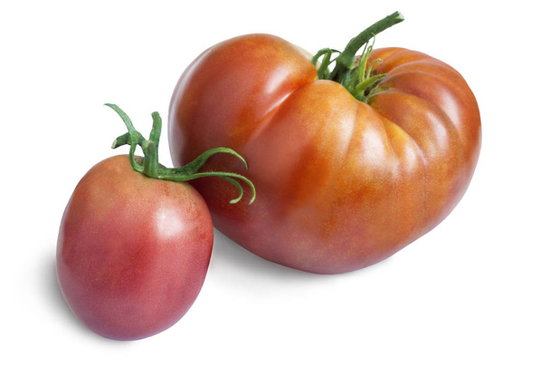 dvě zralé rajčata na bílém pozadí. - Fotografie, Obrázek