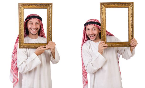 Arab z ramą na białym zdjęciu - Zdjęcie, obraz