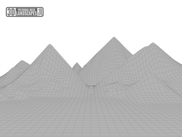 Gray white mountains framed abstract vector landscape for presen - Vector, Image