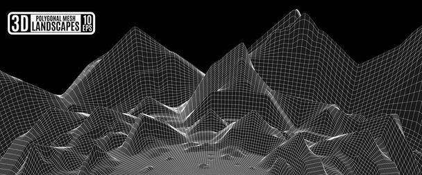 Černé bílé pozadí abstraktní kyberprostoru horská krajina - Vektor, obrázek