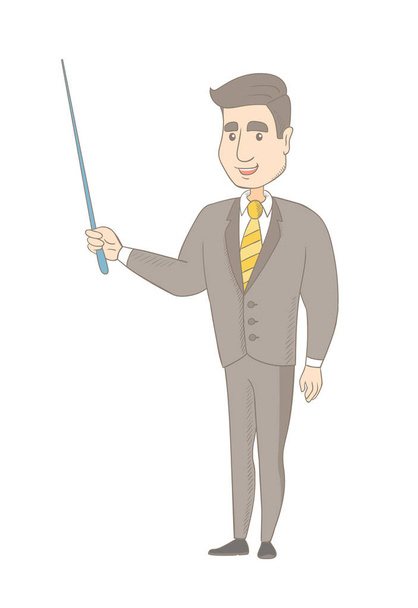 Young caucasian businessman with a pointer. - Vector, Image