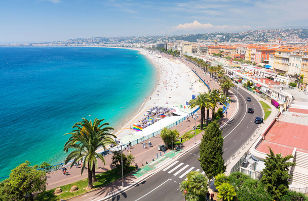 view on famous Promenade des Anglais in Nice, french riviera, cote d'azur, France - Fotografie, Obrázek